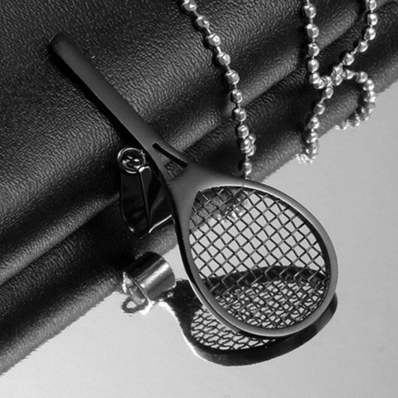 Black Tennis Racket Charm Necklace US Open, Wimbledon, Federer, Nedal, Djokovic - Picture 2 of 6